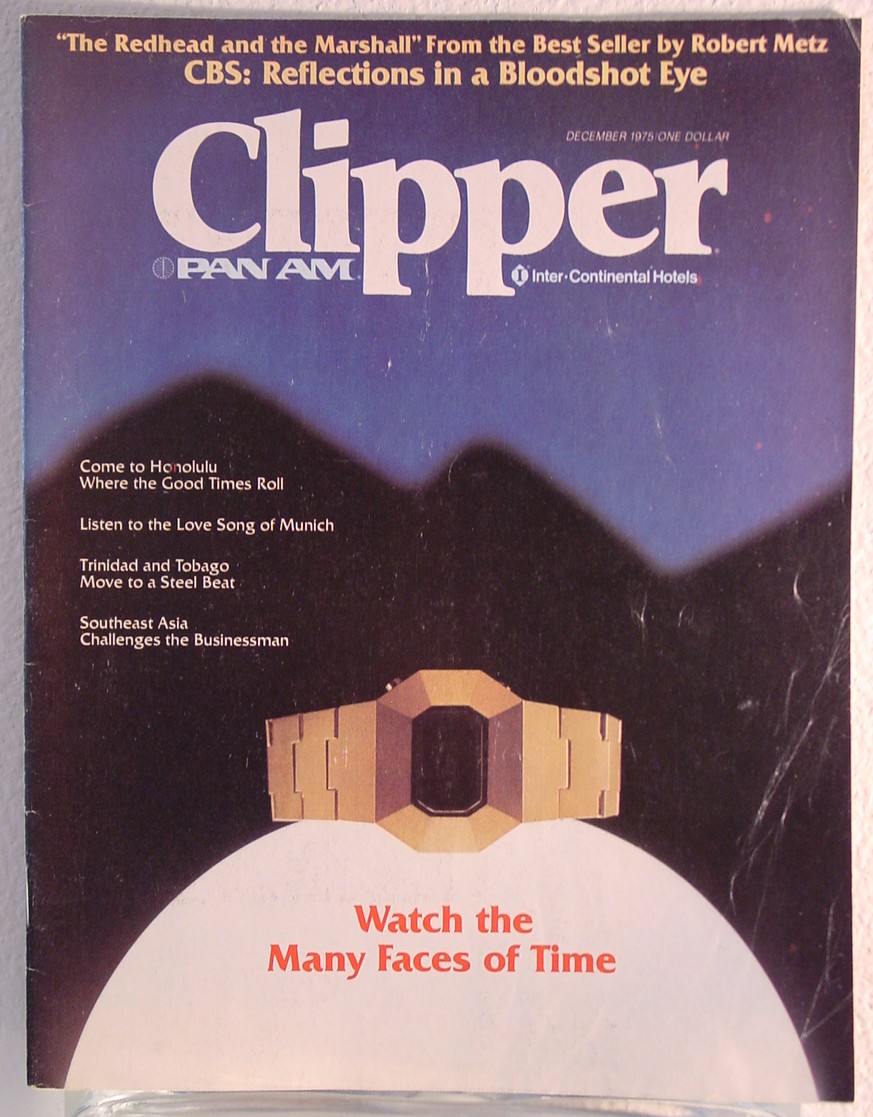 1975 December, Clipper in-flight Magazine with a cover story on watches.